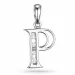 letter p hanger in 14 caraat witgoud 0,04 ct