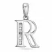letter r hanger in 14 caraat witgoud 0,04 ct