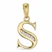 Letter s hanger in 14 caraat goud 0,025 ct