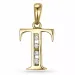 letter t hanger in 14 caraat goud 0,04 ct