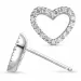 hart oorbellen in 14 karaat witgoud met diamant