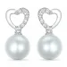 hart parel oorsteker in 14 karaat witgoud met diamant 