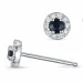 rond saffier diamant oorbellen in 14 karaat witgoud met diamant en saffier
