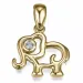 Olifant diamant gouden hanger in 14 caraat goud 0,01 ct