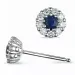 rond saffier briljant oorbellen in 14 karaat witgoud met diamant en saffier
