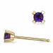 2 x 0,10 ct donkerpaars amethist solitaire oorbel in 14 karaat goud met amethist