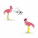 Flamingo roze emaille oorbellen in zilver