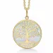 20,5 mm Støvring Design boom van het leven ketting met hanger in 8 karaat goud met vergulde zilveren ketting
