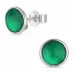 Rond groene onyx oorsteker in zilver