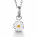 Klein Aagaard bloem hanger met ketting in zilver witte emaille geel emaille