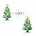 kerstboom emaille kinder oorbellen in zilver