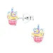 cup cake kinder oorbellen in zilver