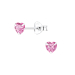 4 mm hart pink zirkoon oorsteker in zilver - Little Ones