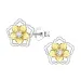bloem zirkoon kinder oorbellen in zilver met verguld zilver - Little Ones