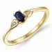 blauwe saffier diamant ring in 14 karaat goud 0,008 ct 