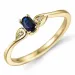blauwe saffier diamant ring in 14 karaat goud 0,008 ct 0,35 ct
