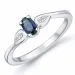 ovale blauwe saffier ring in 14 karaat witgoud 0,008 ct 0,35 ct