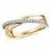abstract diamant ring in 14 karaat goud-en witgoud 0,15 ct