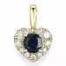 hart blauwe saffier hanger in 14 caraat goud 0,159 ct 0,45 ct