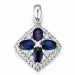 vierkant saffier diamanten hanger in 14 caraat witgoud 0,247 ct 1,40 ct