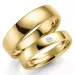 5 en 4 mm trouwringen in 9 karaat goud 0,03 ct - set