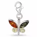 vlinder veelkleurig barnsteen hanger in zilver