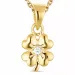 klavertje vier zirkoon ketting in verguld sterlingzilver met hanger in verguld sterlingzilver