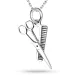 kam en schaar ketting in zilver met hanger in zilver