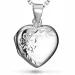 hart bloem ketting in zilver met medaillon in zilver