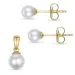 6 en 5 mm witte parel Set met oorbellen en hangers in 9 karaat goud