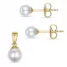 witte parel Set met oorbellen en hangers in 14 karaat goud