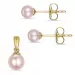 roze parel Set met oorbellen en hangers in 14 karaat goud