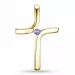 kruis amethist hanger in 9 caraat goud 0,02 ct