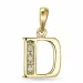 Letter d diamant hanger in 9 caraat goud 0,02 ct