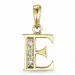 Letter e diamant hanger in 9 caraat goud 0,02 ct