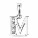 Letter m diamant hanger in 9 caraat witgoud 0,02 ct