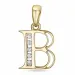 letter b diamant hanger in 9 caraat goud 0,05 ct
