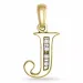 letter j diamant hanger in 9 caraat goud 0,04 ct