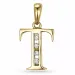 letter t diamant hanger in 9 caraat goud 0,04 ct