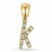 Letter k diamant hanger in 9 caraat goud 0,06 ct