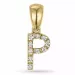Letter p diamant hanger in 9 caraat goud 0,06 ct