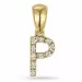 Letter p diamant hanger in 9 caraat goud 0,06 ct