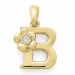 Letter b diamant hanger in 9 caraat goud 0,01 ct