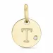 letter t diamant hanger in 9 caraat goud 0,01 ct