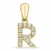 letter r diamant hanger in 9 caraat goud 0,085 ct