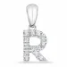 letter r diamant hanger in 9 caraat witgoud 0,085 ct