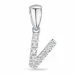 letter v diamant hanger in 9 caraat witgoud 0,065 ct