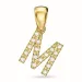 letter m diamant hanger in 9 caraat goud 0,10 ct