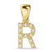 letter r diamant hanger in 14 caraat goud 0,08 ct
