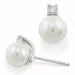 parel diamant oorbellen in 9 karaat witgoud met diamant 